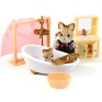Игровой набор "Папа Кот с котенком в ванной" полотенца, шапочка и накидка, шторка инфо 11809d.